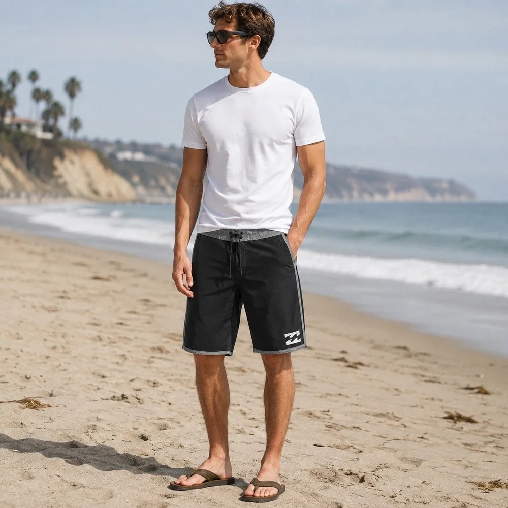 Billabong Board Shorts Mens 36 Black Gray Swim Trunks Surf Beachwear Vacation